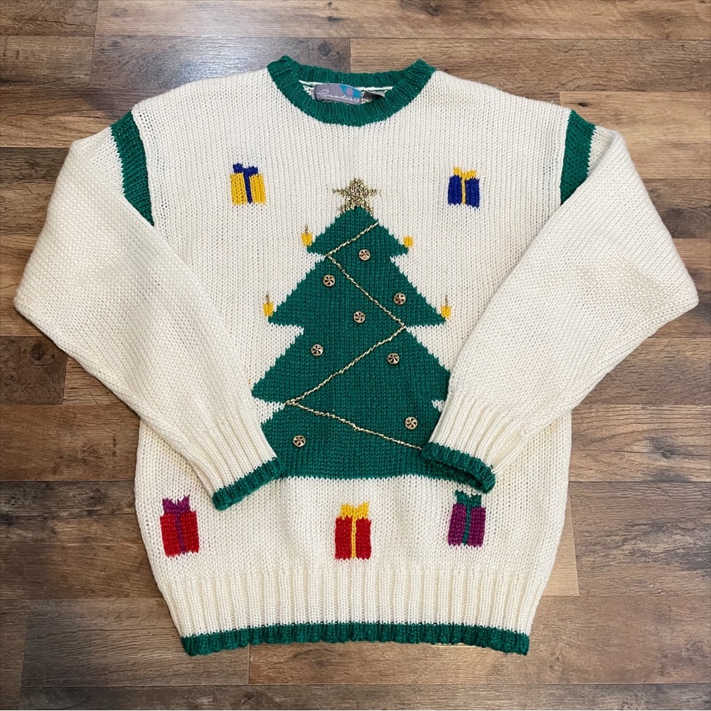 Vintage | Knit Christmas Tree Presents Sweater